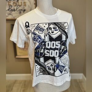 New! QUEEN OF SPARKLES Blue & Silver Queen Card Short Sleeve Tee